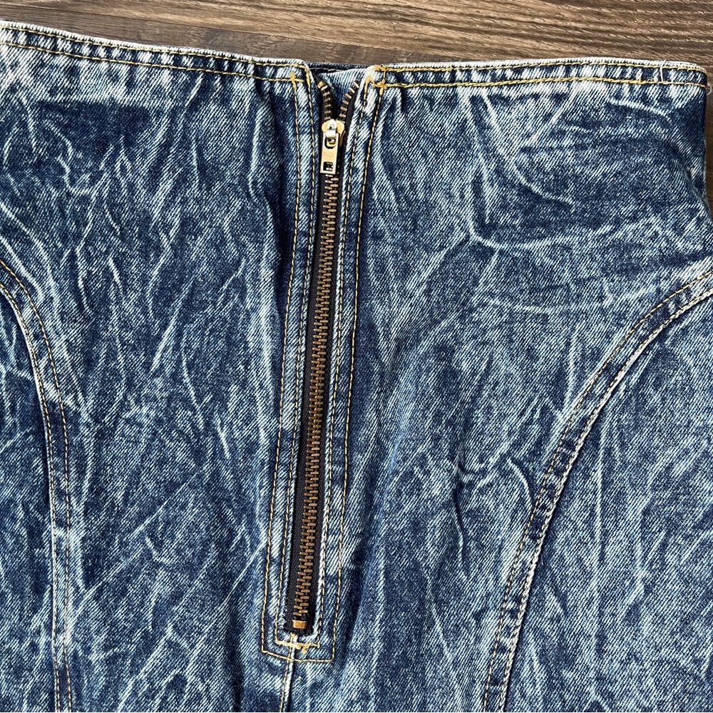 Vintage 80’s Chemin De Fer Acid Wash Midi Denim Pencil Skirt - Picture 7 of 7